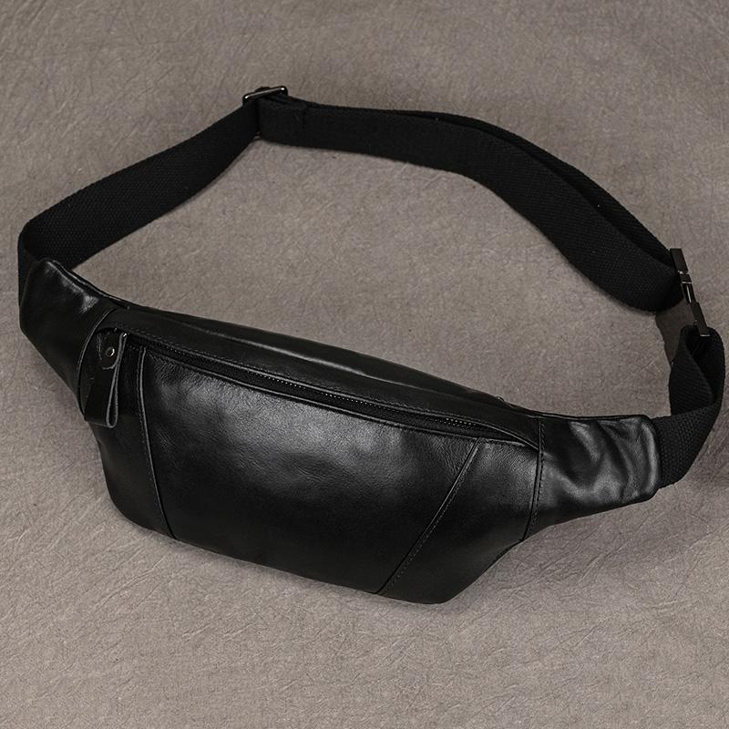 Real Leather Wait Bag Summer Outdoor Walking Bag Portable Waist Packs Crazy horse leather male fanny pack sling bag chest bag
