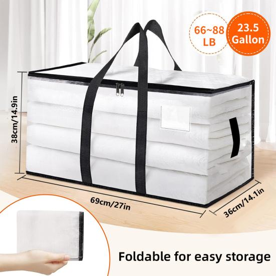 Heavy Duty Moving Bag Large Capacity Storage Tote with Reinforced Handles Zippered Moving Box with Label Pocket for Clothes Blankets Packing