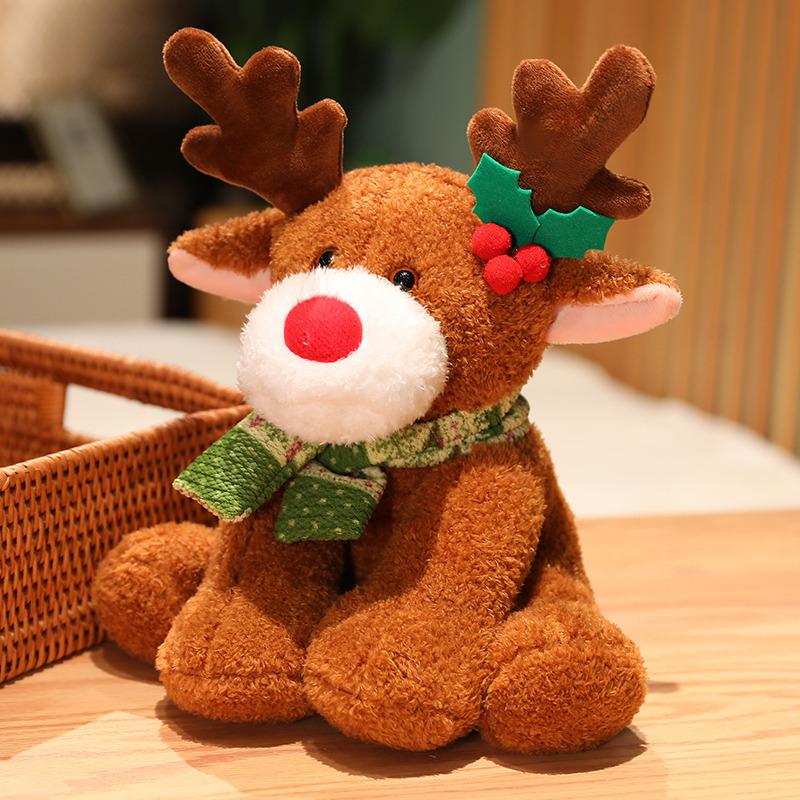 Cute Plush Christmas Scarf Teddy Bear Doll Christmas Gift Plush Christmas Deer Toy Spot