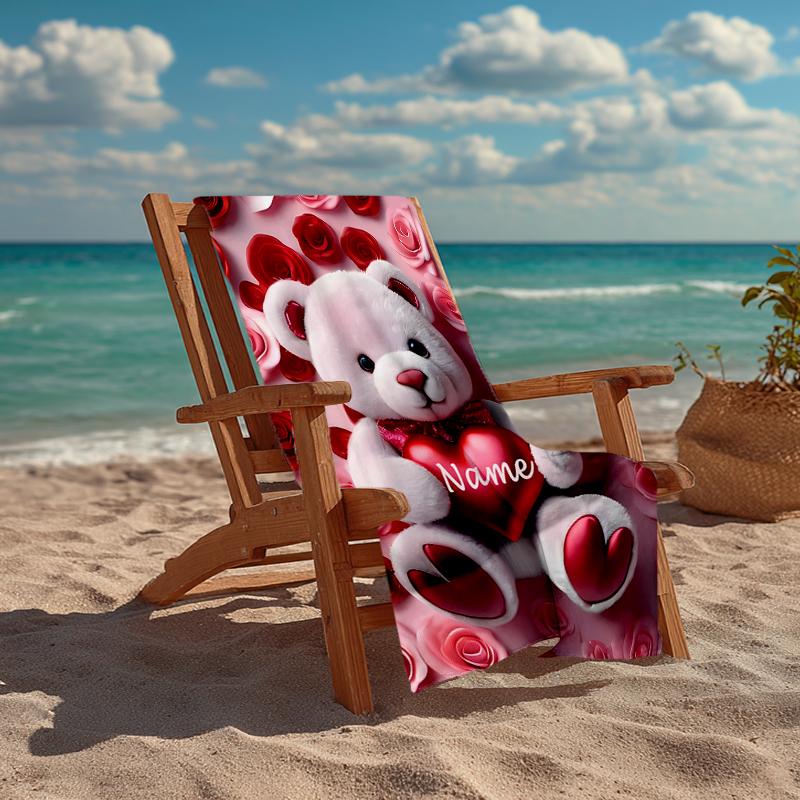 Custom Name Ultra-Soft Beach Towel with Love Theme,Ideal for Pool - Camping, Diving - Perfect Travel Essential, Vibrant Beach Towel.