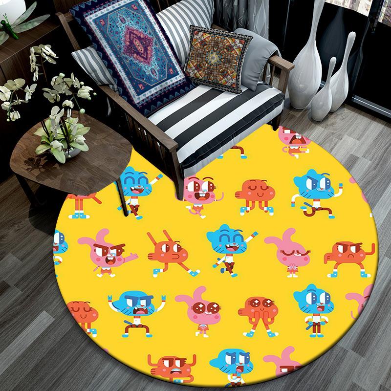 The Amazing World of Gumball Round Area Rug,Carpet Rug for Living Room Bedroom Sofa Playroom Decor,Non-slip Floor Mat