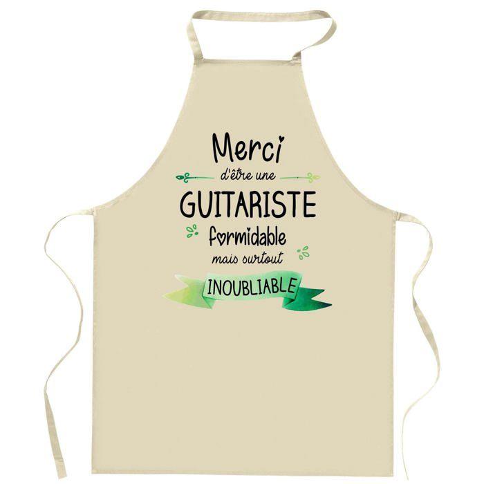 Tablier de cuisine - Guitariste Merci Inoubliable Femme - Coton résistant - Impression française DTG - Liens ajustables
