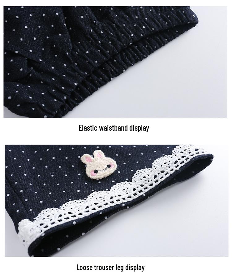 Set pentru fete Bluză cu guler de păpușă în dungi și pantaloni cu buline - Modă Primăvară/Toamnă 2025 pentru copii mici/mijlocii