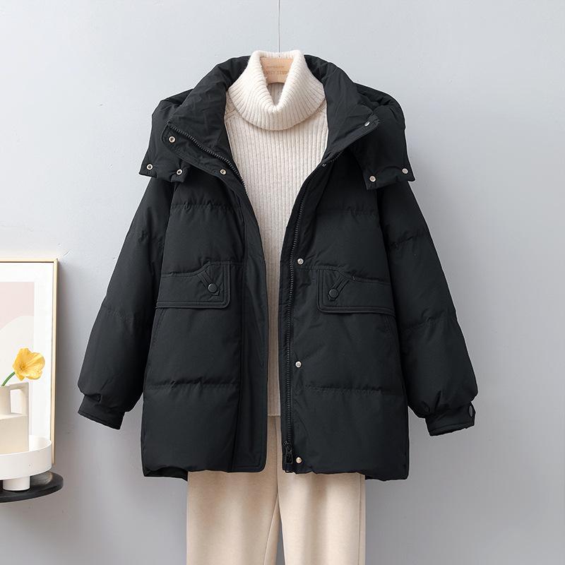 Women's 2025 Mid-Length White Duck Down Jacket - Trendy, Slimming, Thick Winter Coat with Auspicious Cloud Design