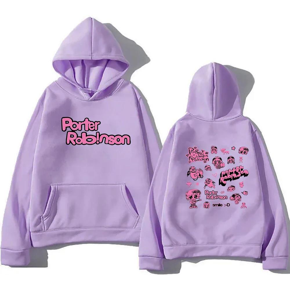 Porter Robinson Smile World Tour Hoodie 2024 – Lustiger Hoodie für Damen und Herren im Harajuku-Stil, Unisex-Winter-Fleece-Pullover