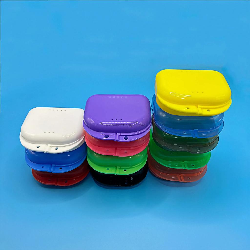 50 Pieces Denture Storage Box Partial Denture Case Orthodontic Prosthesis Teeth Container Boxes Dental Retainer