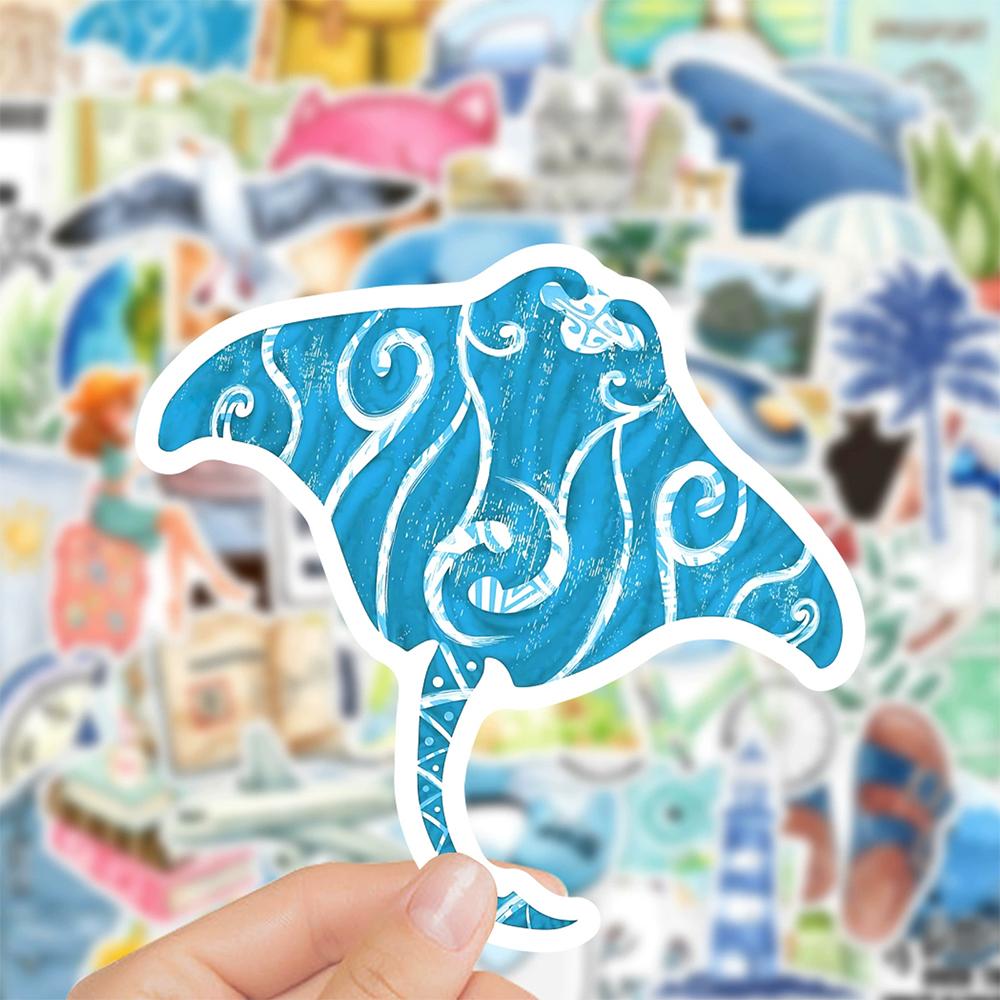 10/30/50pcs Creative Watercolor Travel Life Stickers Aesthetic Cartoon Sticker Scrapbook Phone Luggage Graffiti Decals