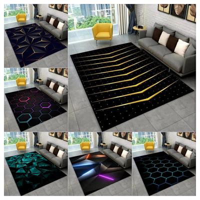 Geometrischer Bereichsteppich Abstrakt Modern Bunt Dekor Teppich für Wohnzimmer Schlafzimmer Kinder Spielzimmer Rutschfest Leicht zu Reinigen Bodenmatte