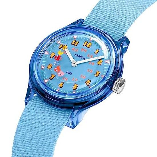 TIMEX Unisex Watch Pac-Man Camper Light Blue Dial Resin Plastic Quartz 3 Atmospheres Water Resistant TW2V94000