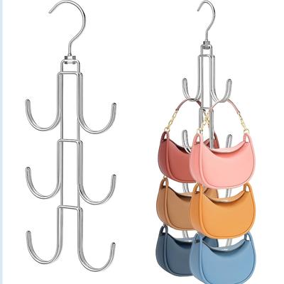 Closet Storage Hook Movable Durable Steel 6 Storage Slots On Both Bag Hanging A for Compact Large Capacity Hanger, 360° Hooks, Construction, Sides,