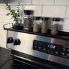 Extendable Spice Rack for Stove Magnetic Carbon Steel Spice Organizer Adjustable Length Tool-Free Installation Stove Top Shelf for Kitchen Countertop