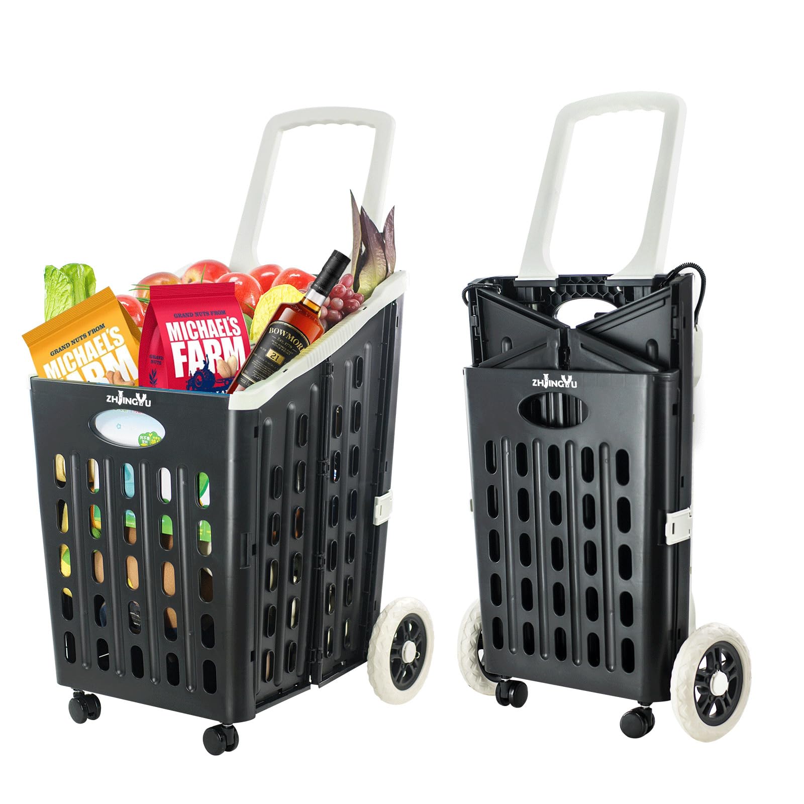 

ZHJINGYU Shopping Large Shopping Grocery Carry Black Cart, Foldable, Portable, Capacity, 75L, Carry, Shopping, Transport, Travel, Moving, Cart, чёрный