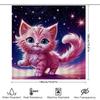 Whimsical Pink Kitty Shower Curtain: Starry Night Fantasy Decoration for Bathroom Decor Ideal Gift Idea (180x200 cm)