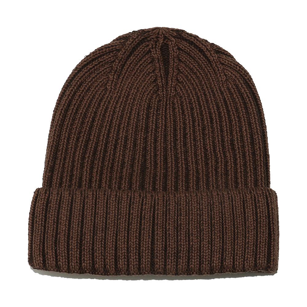 Autumn and winter new cotton wool hat light board solid color striped knitted hat ear protection warm winter hat men