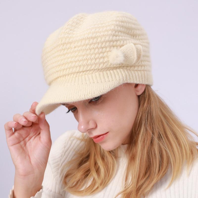 Duck Tongue Hat Women's Autumn Winter Knitted WoolenHats & Caps Velvet Insulation Cold Resistance Fashion Beret Hat