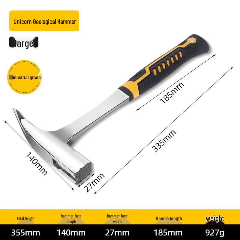 Geological Rock Hammer with Pointed and Flat Heads for Quarry, Mining, and Mountaineering