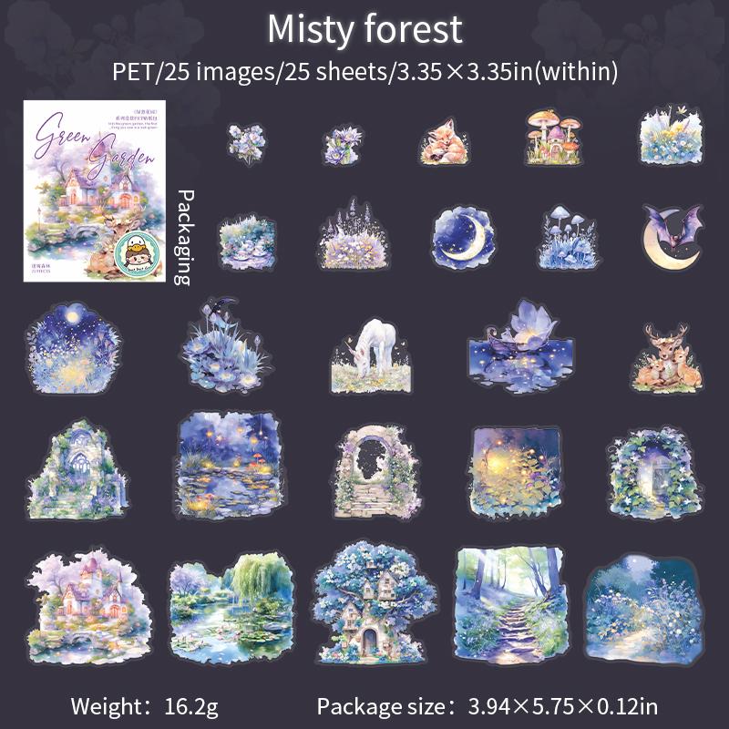 

25 Sheets/Bag Sticker Pack Green Garden Fashion Girl for Scrapbook Stationery DIY Journal Phone Case Notebook Decoration