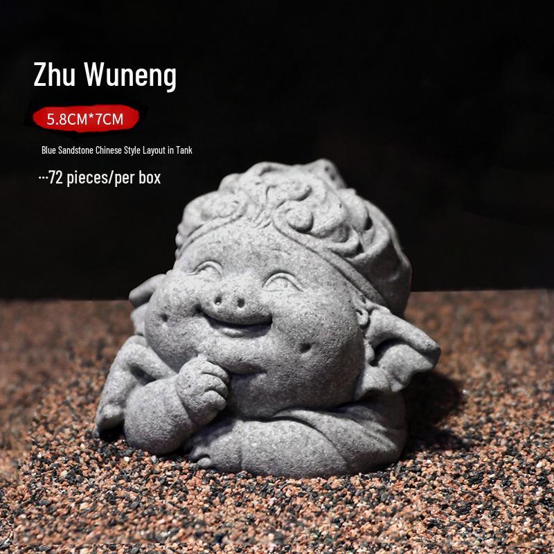 Statue de Bouddha en grès chinois - Décoration pour jardin intérieur et aquarium