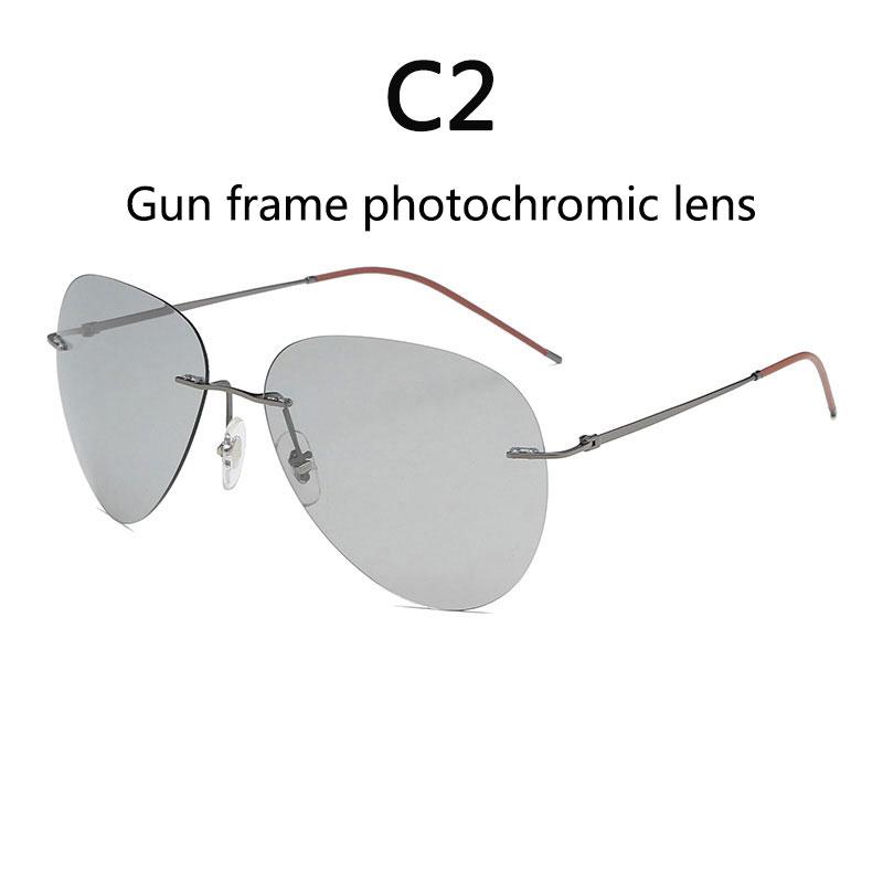 BOYSEEN Ultra Light Titanium Polarized Sunglasses Photochromic Frameless Sun Glasses Driving Fishing Goggles For Day And Night