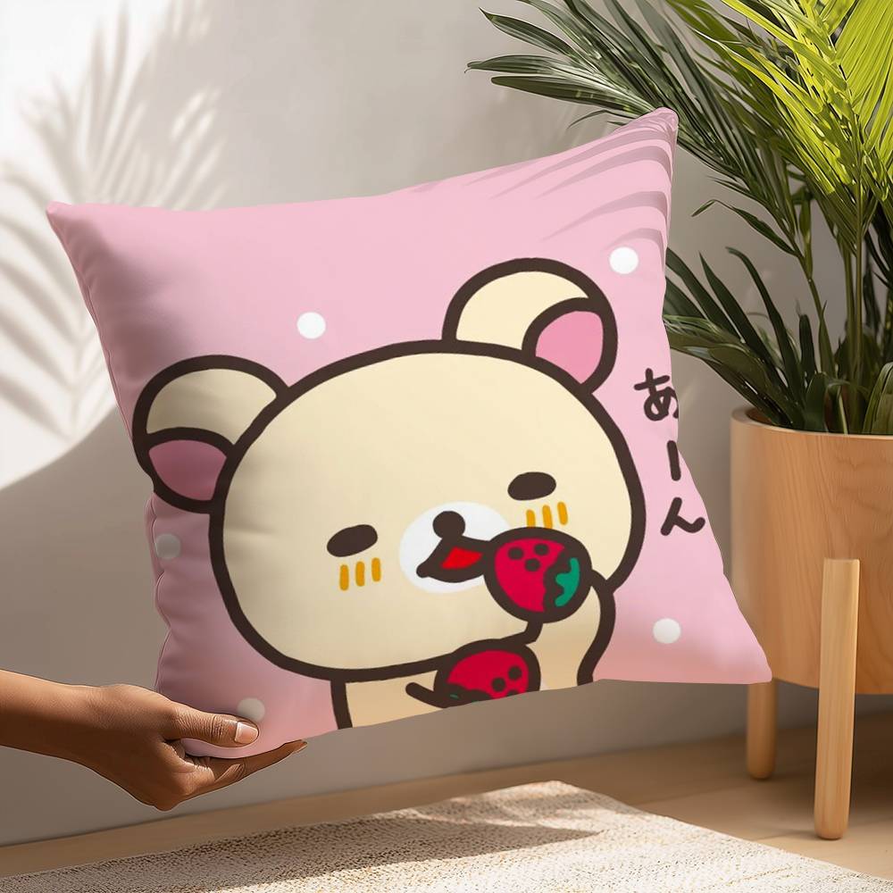 Cute Cartoon Rilakkuma Pillow Case Plush Fabric Soft  Pillowcase Double Sided Print Cushion Cover Household Gifts