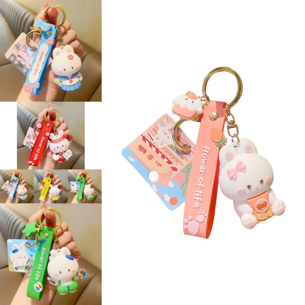 Cute Bunny Keychain Resin Material Fashionable Bag Accessory For Couples