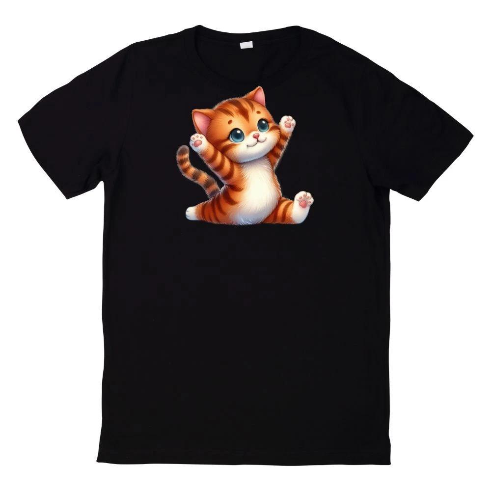 T-Shirt Lustiges Katzen Yoga Aquarell Motiv XL
