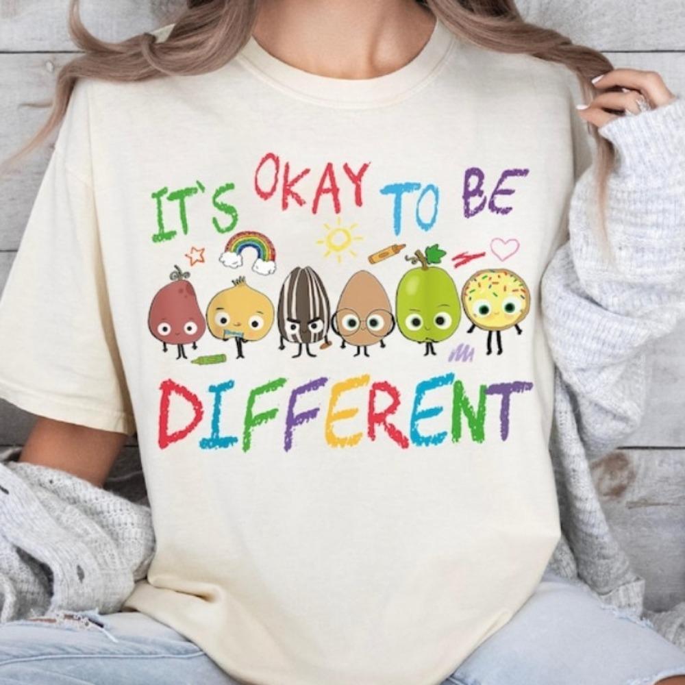 

Its Okay To Be Different Shirt The Good Egg Sweatshirt Autism Awareness Tees Women Unisex Tops Positive Clothes M