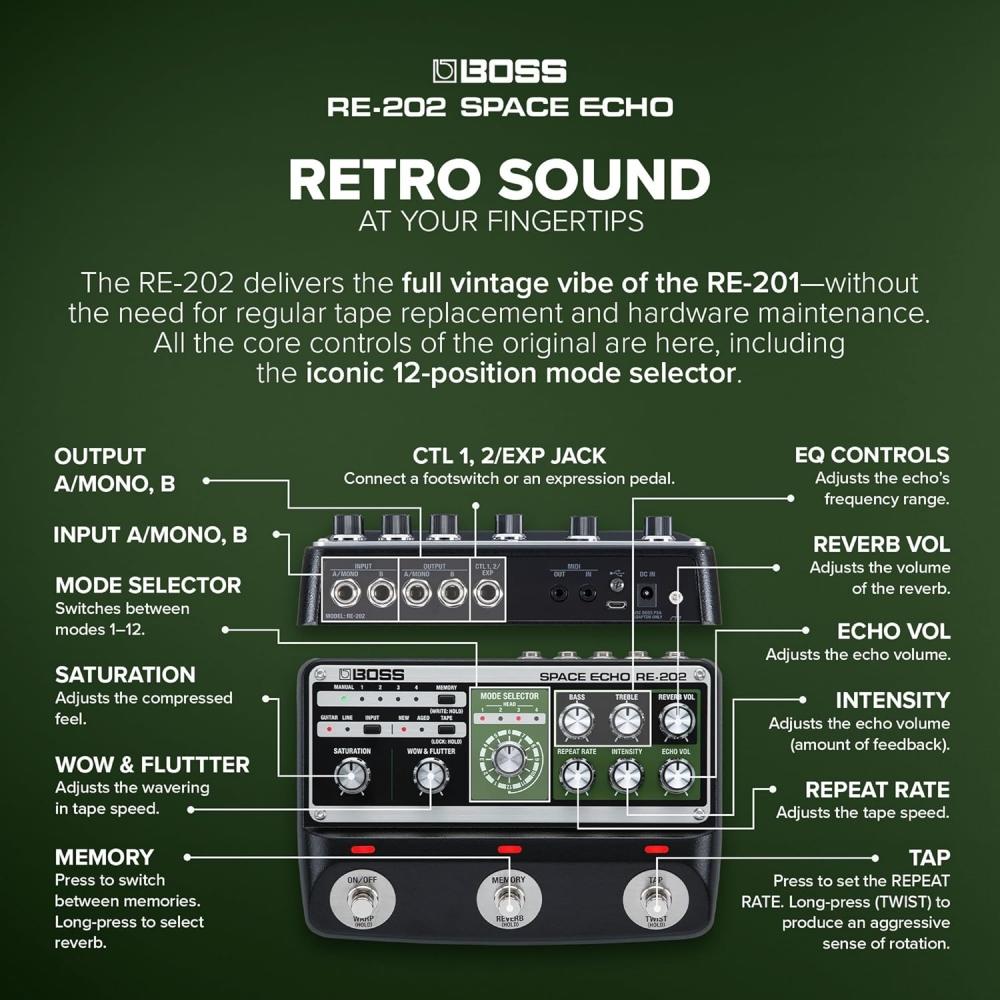 Boss Re 202 Space Echo Echo Echo Ray Reverb Guitar Effector