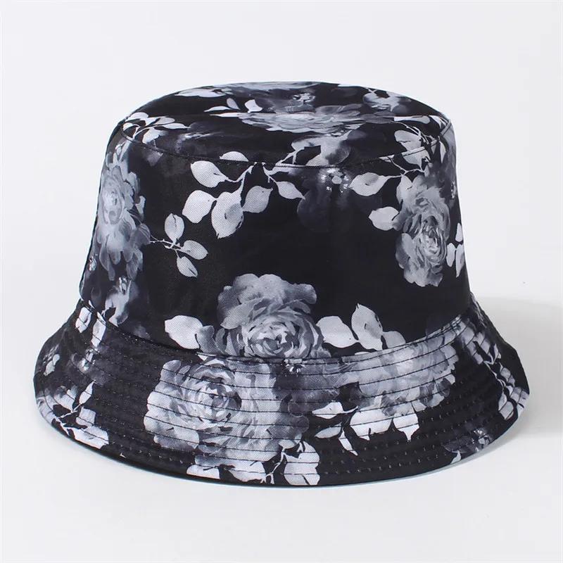 LDSLYJR Spring Summer Polyester Print Bucket Hat Fisherman Hat Outdoor Travel Sun Cap for Girl and Women 09