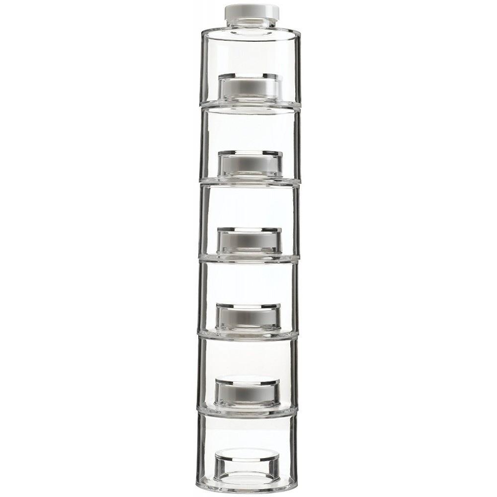 Space Saving Spice Jars Tower Transparent Condiment Bottles Stackable Spice Rack for Salt Spices