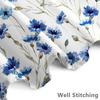 Blue Watercolor Floral Shower Curtain, Botanical Wildflower Design, Waterproof Polyester With Hooks