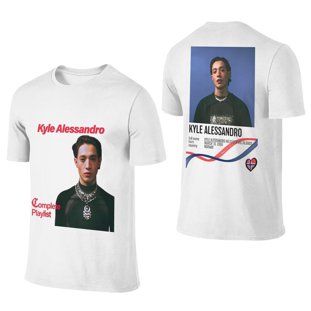 Kyle Alessandro Men's T Shirts Song Contest 2025 Vintage Tees Short Sleeve Crewneck T-Shirts Cotton Gift Tops