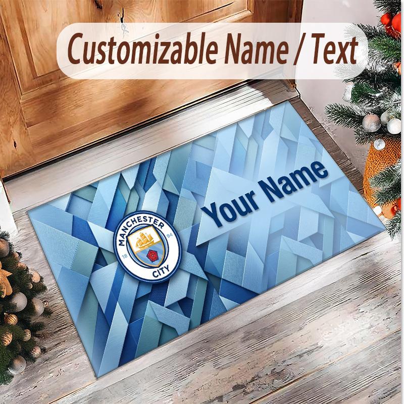 Personalized Crystal Velvet Carpet Manchester City Pattern Non Slip Floor Rug