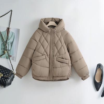 Damen lockere kurze dicke gepolsterte Kapuzen-Baumwoll-Winter-Freizeitjacke