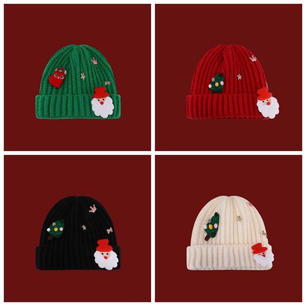 Soft Red Knitted Woolen Hat Plush Big Pullover Hat Fashion Christmas Plush Cap  Winter