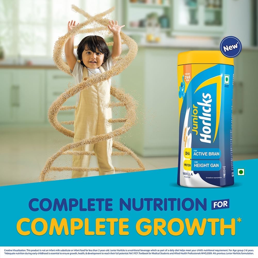 Horlicks Junior Vanilla Nutritional Drink For Toddlers 500 Gm Jar With Vitamins And Minerals