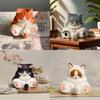 Wooden Craft Cat Figurine Handcrafted Art Gift For Graduation And Party Events