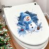 Waterproof Seasonal Window Stickers Christmas Snowman Toilet Stickers, 3D Bathroom Wall Decals, Seat Decals PVC Creative Holiday Decor Winter