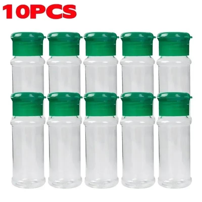Portable Spice Jar with Shaker Lid Clear Plastic Seasoning Bottle Set BBQ Camping Salt Pepper Shaker Kitchen Gadget Food Trucks
