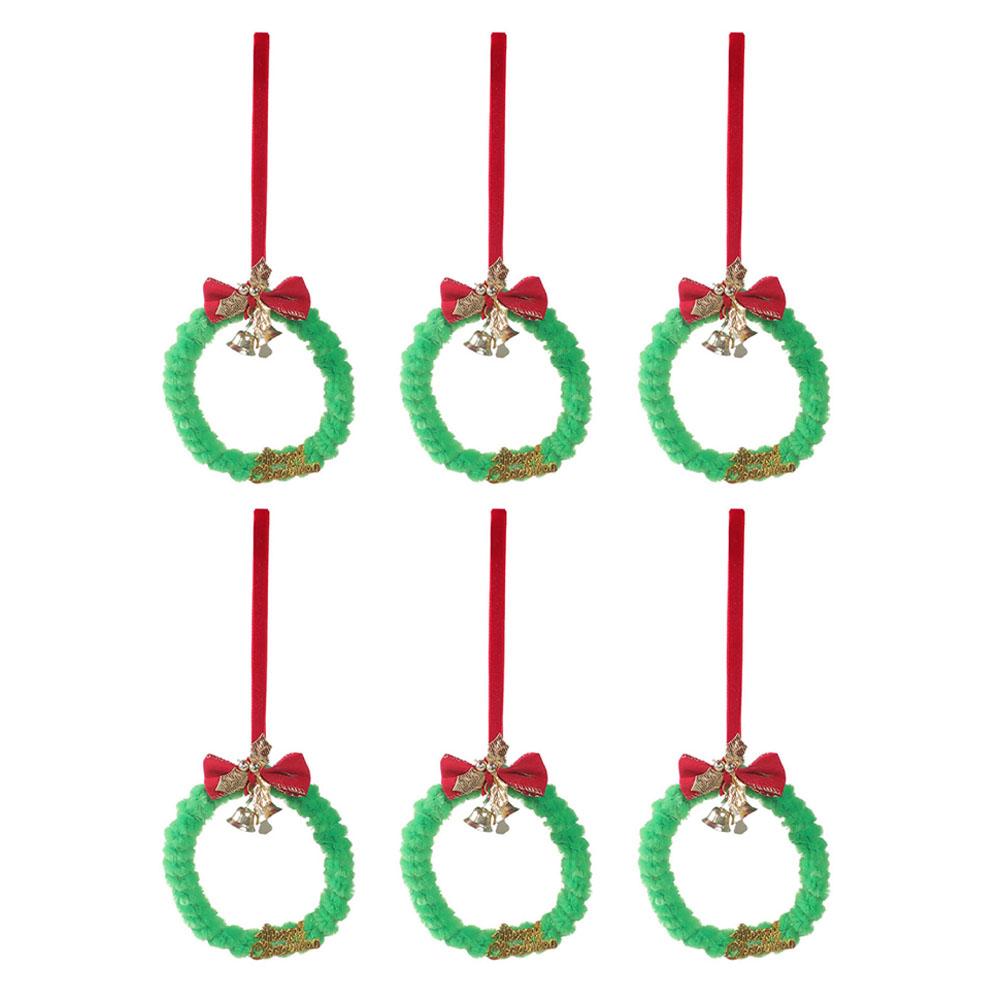 

6pcs Mini Fabric Wreath Ornaments for Christmas Tree Door Wall Decoration Adding Charm and Elegance to Holiday Spaces