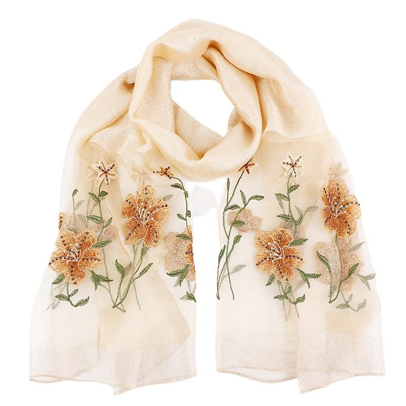 Hangzhou silk and wool blend exquisite embroidered women's silk scarf, a gift for mom, suitable for cheongsam, shawl, scarf, and banquet