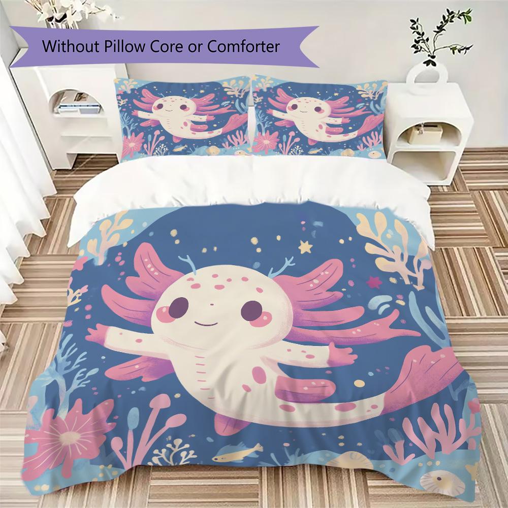 Axolotl Pattern Bedding,Quilt Set Quilt Cover Pillowcase Home Birthday Gift (1*duvet Cover+2*pillowcase,without core)XSJT0917450