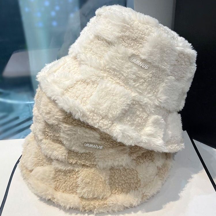 New Basin Hat Women's Autumn and Winter Versatile Lamb Wool Warm Bucket Hat Fashionable and Cute Plush Lion Hat