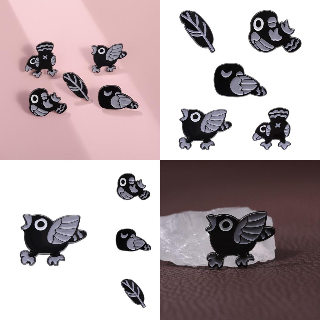Trendy Animal Cartoon Style Black Punk Bird Brooch Eye-catching Metal Pin For Fashion Lovers