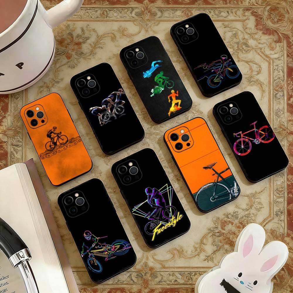 Bike Sports-S Phone Case For iPhone 17,16,15,14,13,12,11 Plus,Pro Max,XS,Soft Silicone Black Cover
