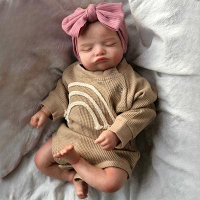 48 cm entzückende schlafende Emulation Babypuppe Rosalie, weicher Stoffkörper, wiedergeborene Kleinkindpuppe, handgezeichnete Haare, Ankleidepuppe, Babyspielzeug, Kinder, Weihnachtsgeschenke