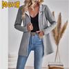 MGHR Damskie kurtki i płaszcze w stylu vintage casual w jednolitym kolorze, z nadrukiem, jesień/zima, z długim rękawem