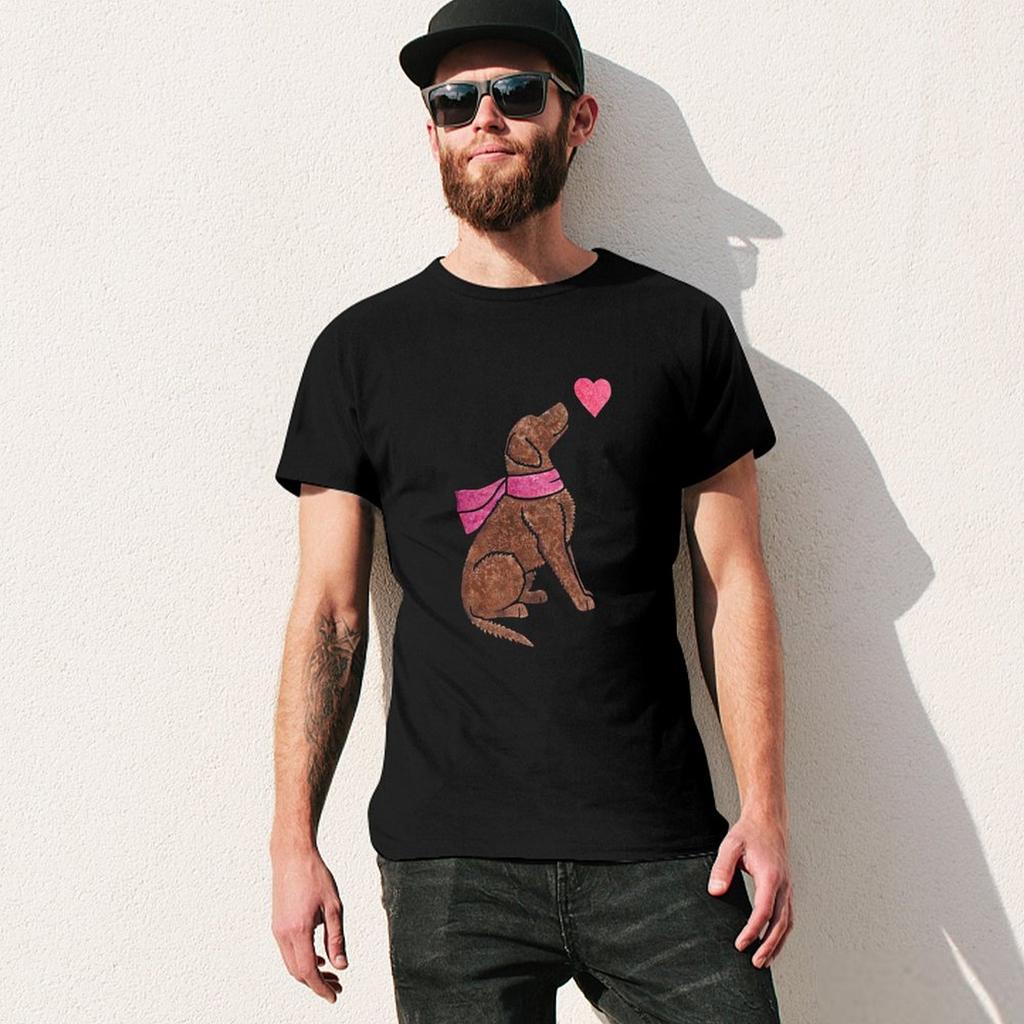 Watercolour Curly-coated Retriever T-Shirt Blue Archive Oversized Fitted T Shirts for Men