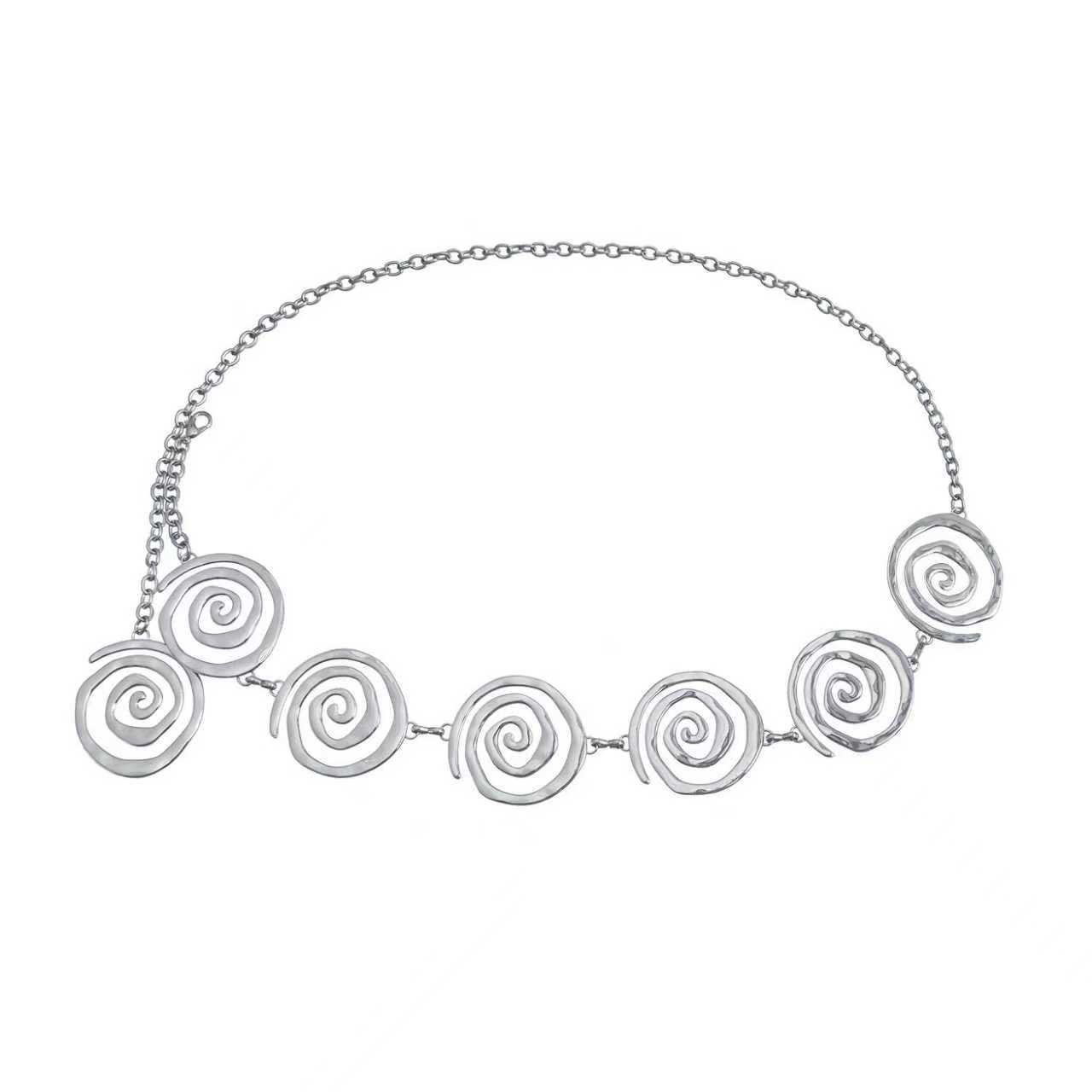 

European and American jewelry ins fashionable and sexy waist jewelry geometric irregular spiral metal sheet personalized creative waist chain