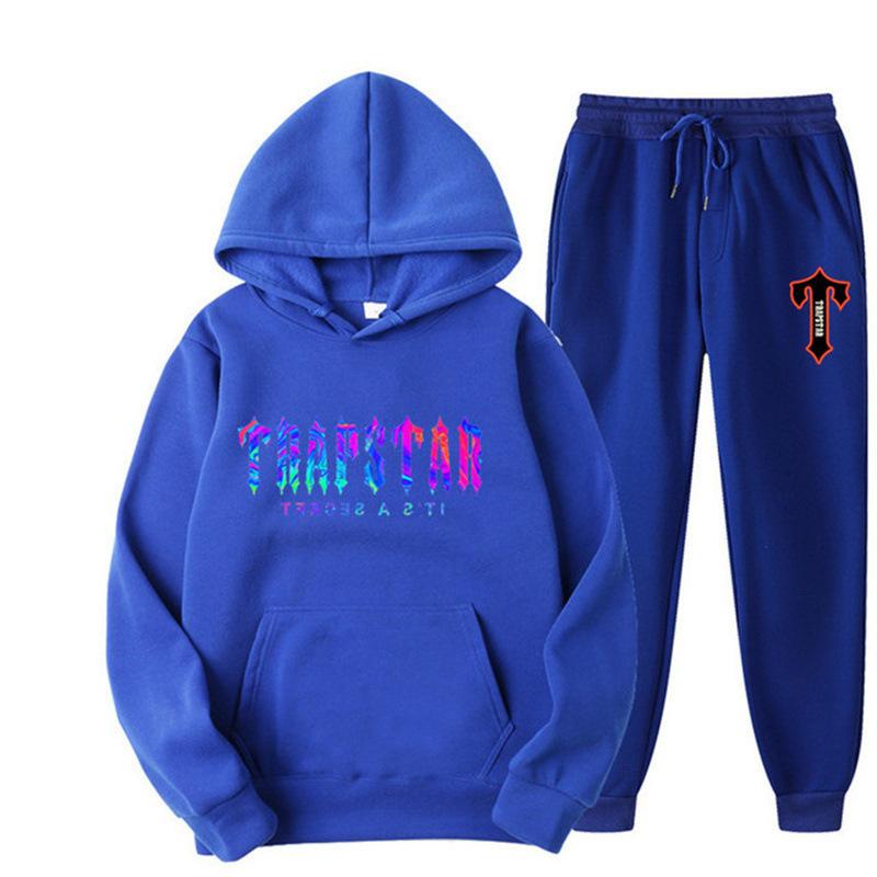 2023 New Letter Printing Men's and Women's Multi-color Warm Two-piece Set Loose Hoodie + Pants Jogging Set